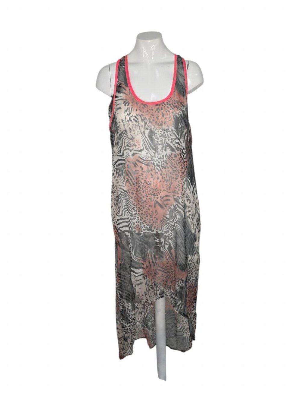 Aqua Funky Sheer High Low Bikini Cover Up Dress, Size Medium
